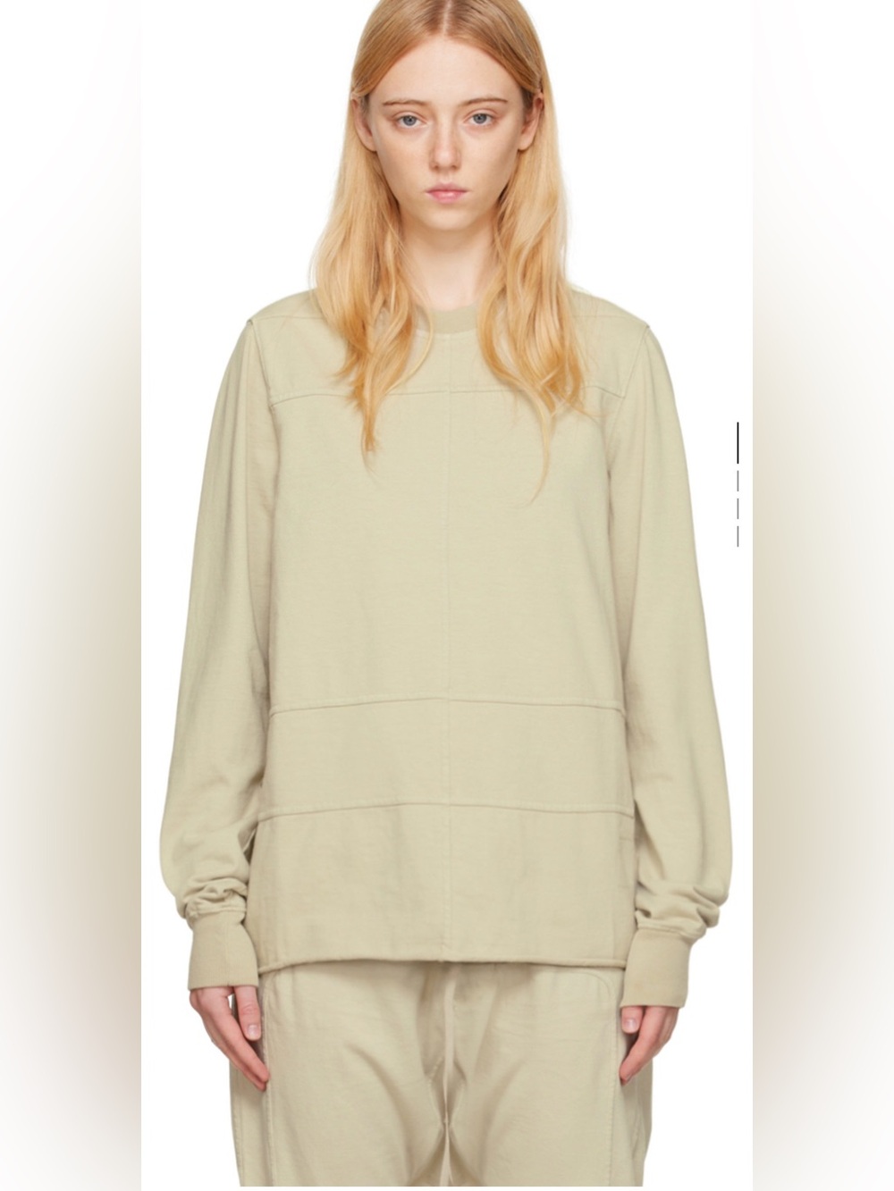 $465 RICK OWENS DRKSHDW BEIGE GRID SWEATSHIRT SIZE S